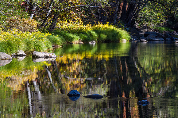 fall reflections, yosemite national park