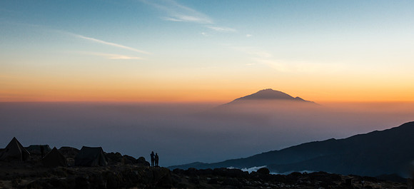 view of mt. meru from mt. kilimanjaro
