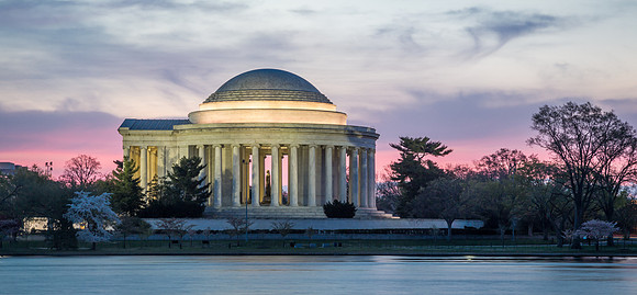 sunrise at jefferson memorial, washington dc