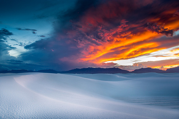 sunset over the dunes,  white sands, nm