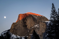 moon over half dome, yosemite national park